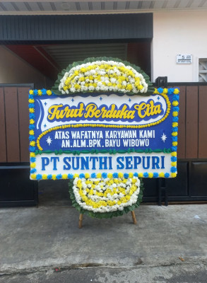 Papan Bunga Duka di Warung Jaud